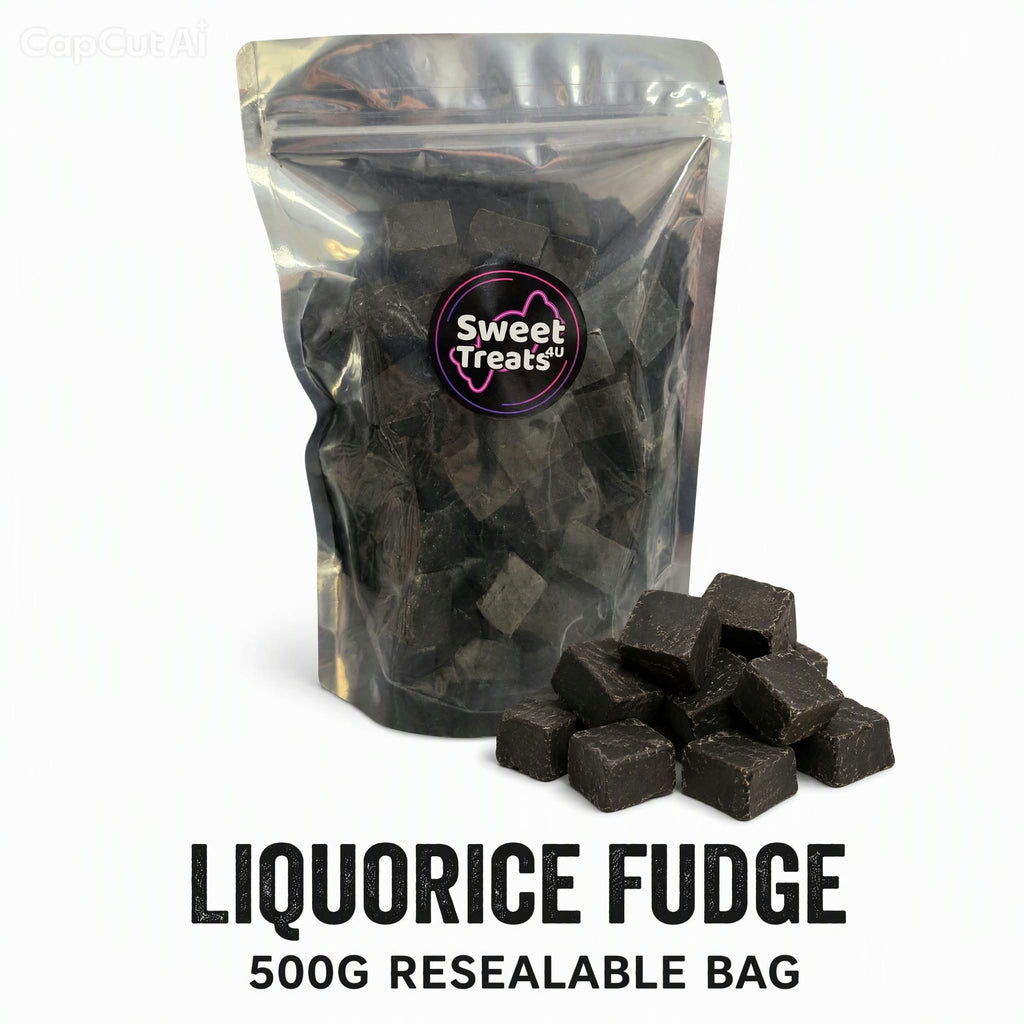 Liquorice Fudge 500g -  Resealable Bag, Pick and Mix Sweets, Bulk, Party Bags, Candy Gifts