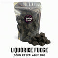 Liquorice Fudge 500g -  Resealable Bag, Pick and Mix Sweets, Bulk, Party Bags, Candy Gifts