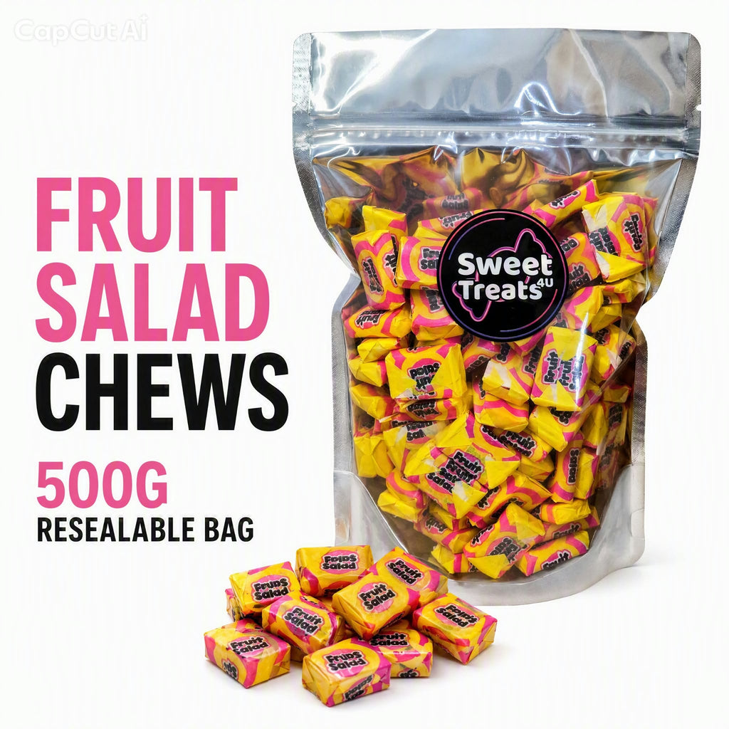 Fruit Salad Chews 500g -  Resealable Bag, Pick and Mix Sweets, Bulk, Party Bags, Candy Gifts