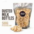 Dusted Milk Bottles Gums 500g - Resealable Bag, Pick and Mix Sweets, Bulk, Party Bags, Candy Gifts