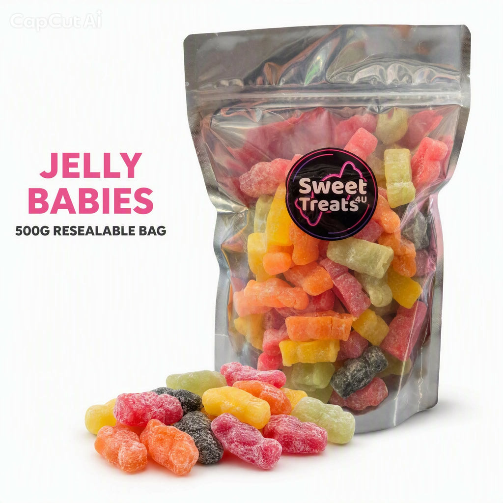 Jelly Babies 500g -  Resealable Bag, Pick and Mix Sweets, Bulk, Party Bags, Candy Gifts